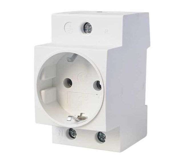 DIN RAIL MOUNT MAINS SOCKET EU 2-P 10A/16A 250VAC AC30-PT-316