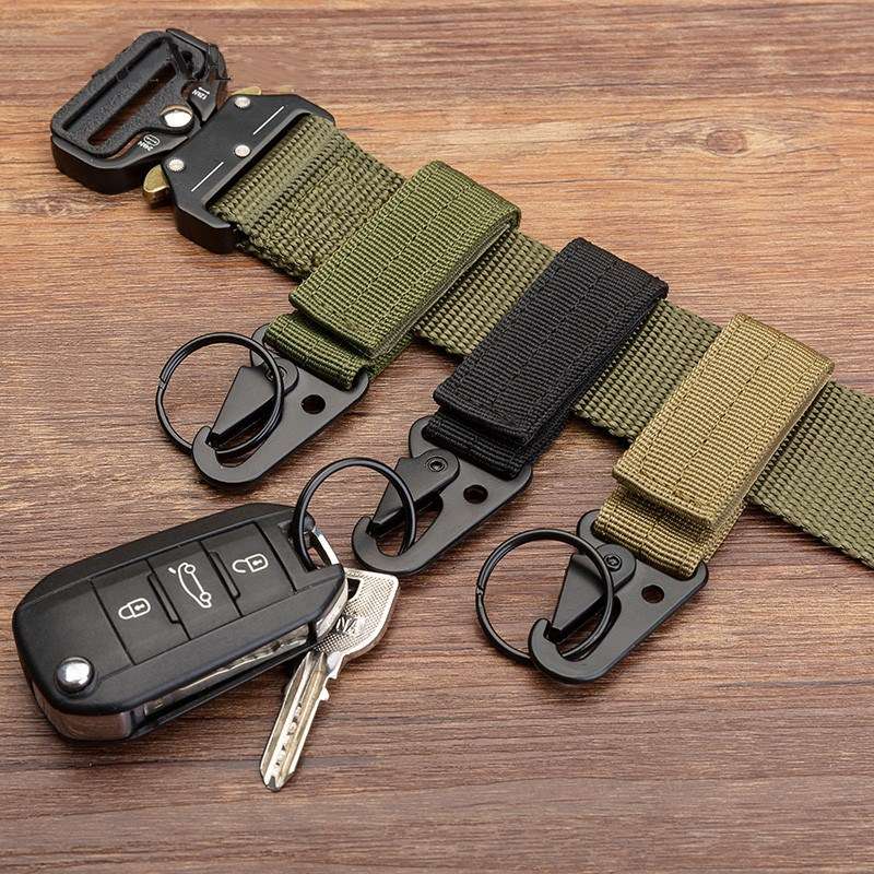 Men's canvas Colorful Keychain Military nylon metal Paste belts Cool buckle