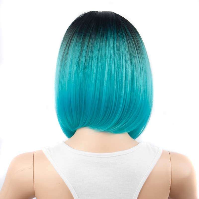 Pink gradient short straight hair Lace Front Wig BOBO Wigs