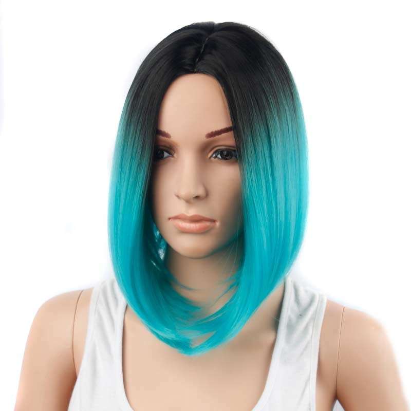 Pink gradient short straight hair Lace Front Wig BOBO Wigs