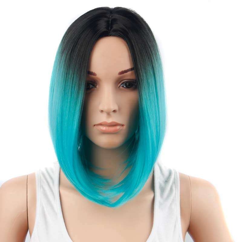 Pink gradient short straight hair Lace Front Wig BOBO Wigs