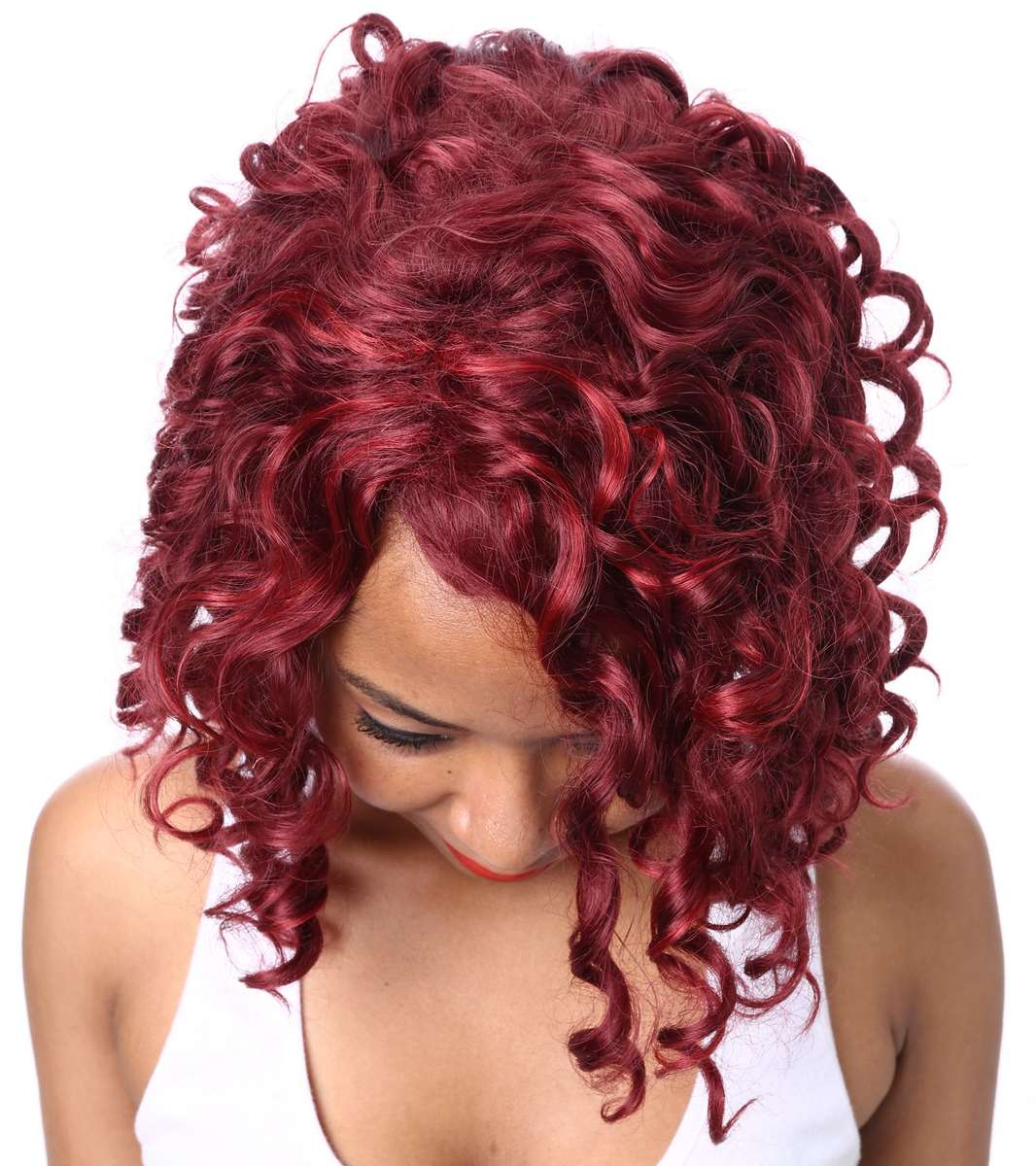 Reddish Afro curly Medium Wigs Synthetic Wig