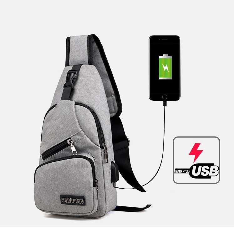 Casual Outdoor Travel Sling Bag Chest Bag Crossbody Bag with USB Charging Port
