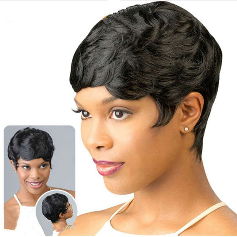 Black Side Fringe Short Curly Wig