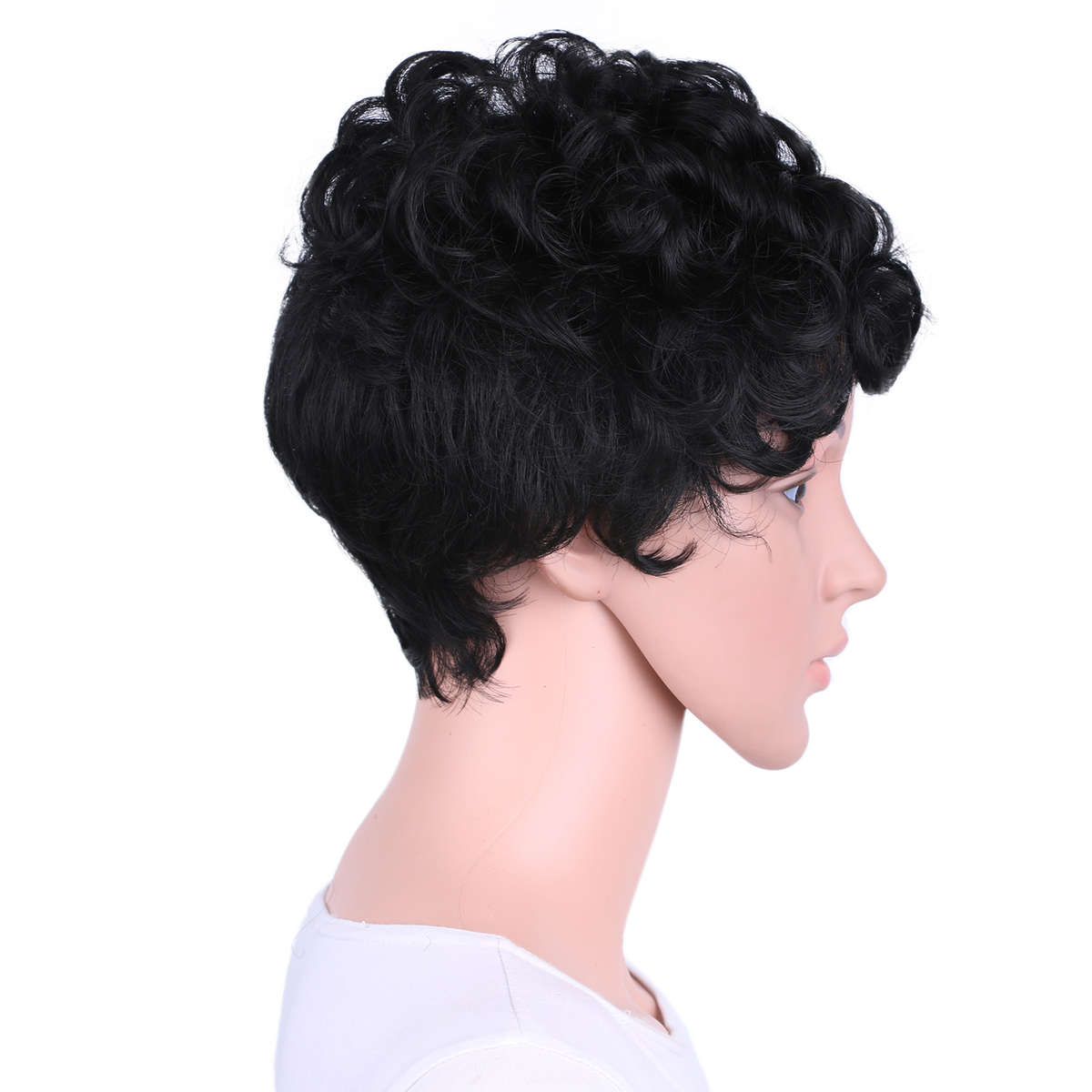 Bob Curly Kinky Wigs Synthetic Black Short Wig