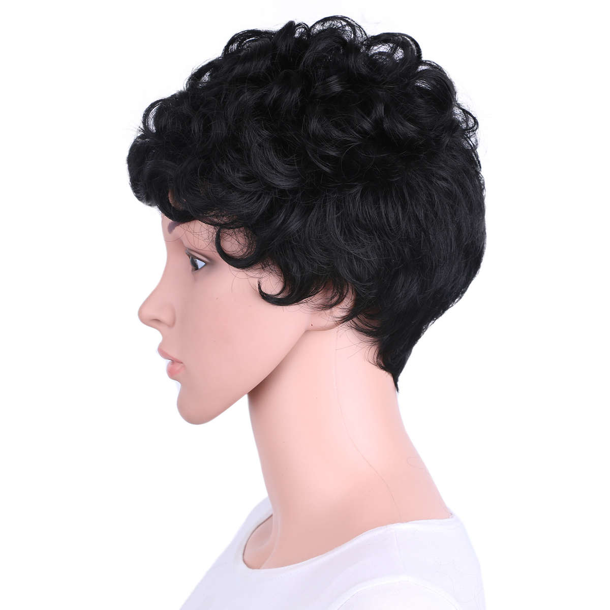 Bob Curly Kinky Wigs Synthetic Black Short Wig