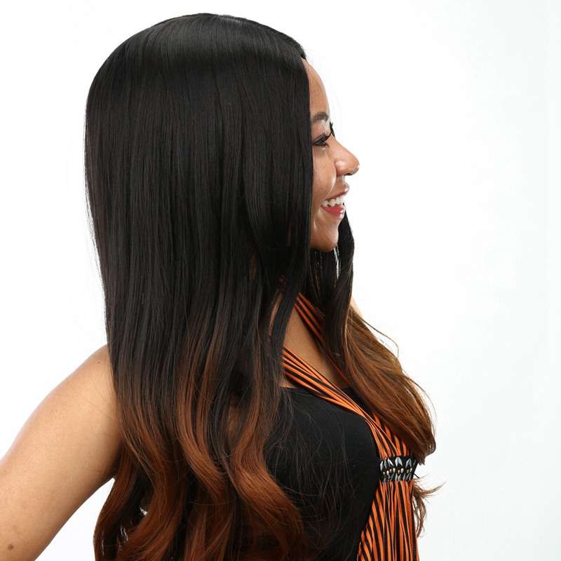 Lace Front Long hair curlers black and brown Wig