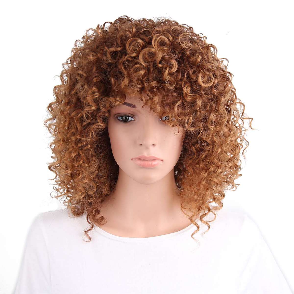 Afro Curly Wig Medium Brown Synthetic Wigs