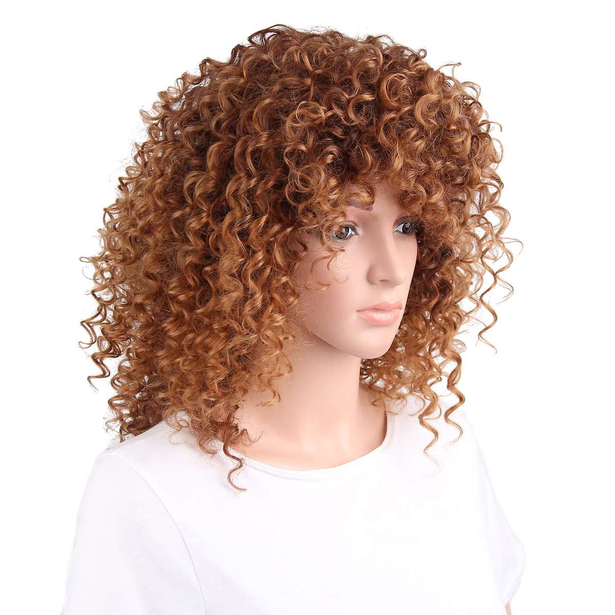 Afro Curly Wig Medium Brown Synthetic Wigs