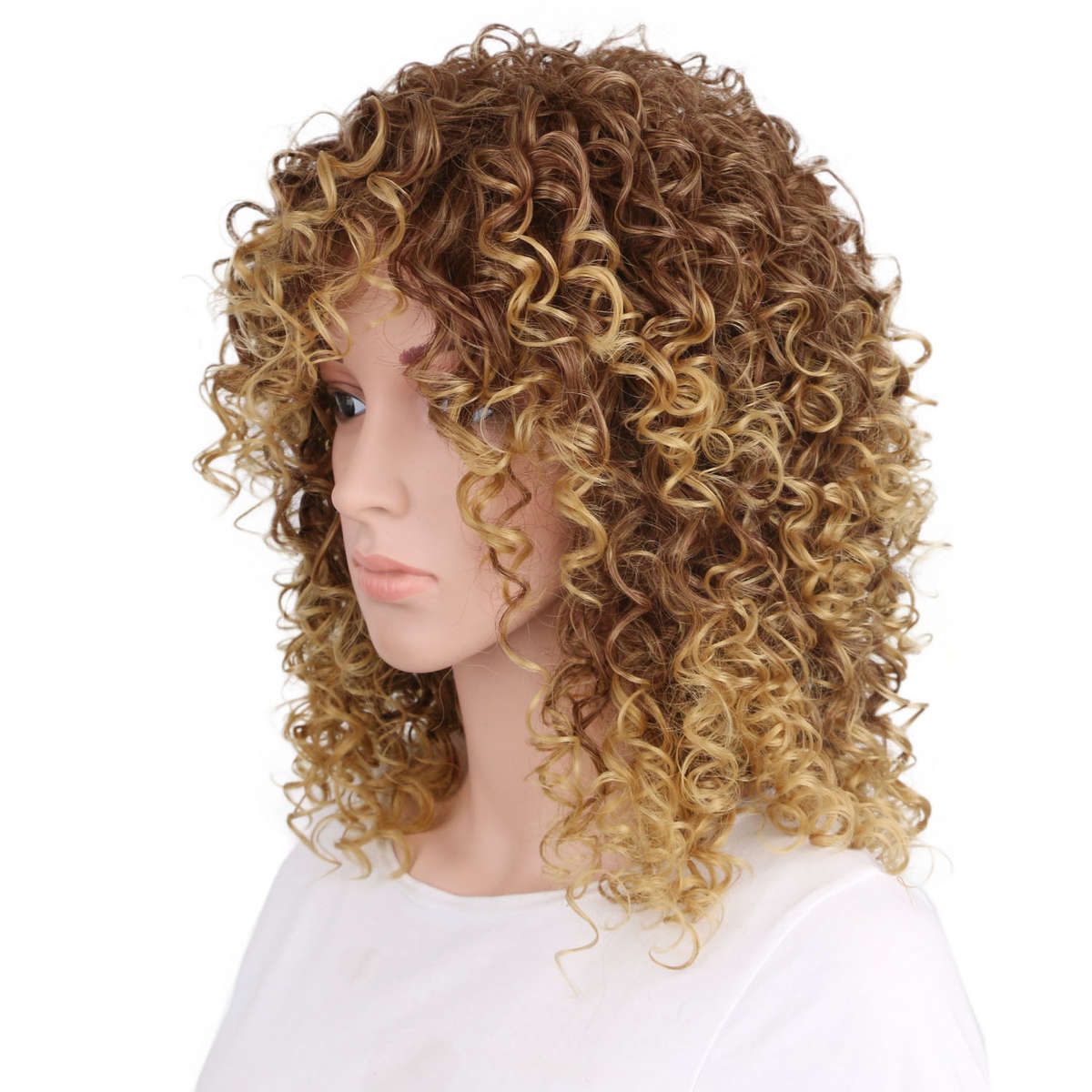 Golden Ombre Afro Kinky Curly Wig Synthetic Hair Free Shipping