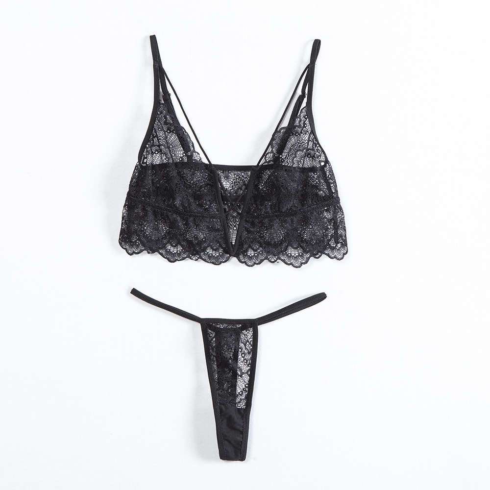 Sexy Lingerie Lace Bra Bikini Backless Costumes Set Of Underwear Leopard Print Babydoll