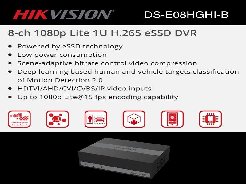 HIKVISION 8Ch 2Mp eDVR 512Gb Bullet Kit