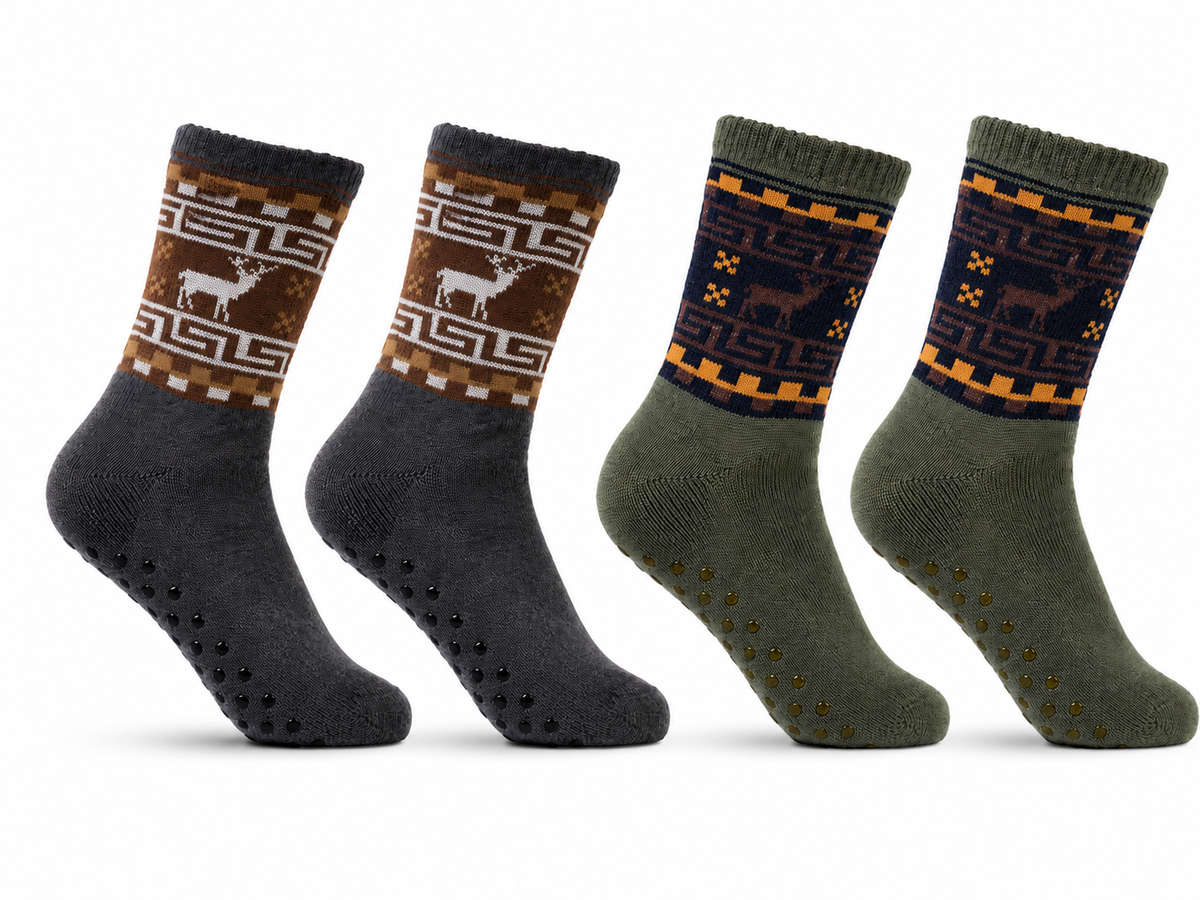 Thermal Fleece-Lined Non-Slip Winter Socks 2 Pack