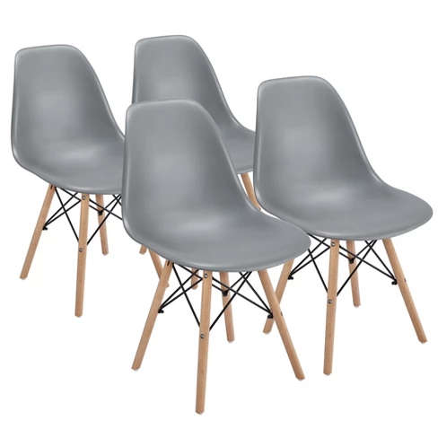 Dining Chairs - Wooden Leg - Four Pack - dark Grey Colour