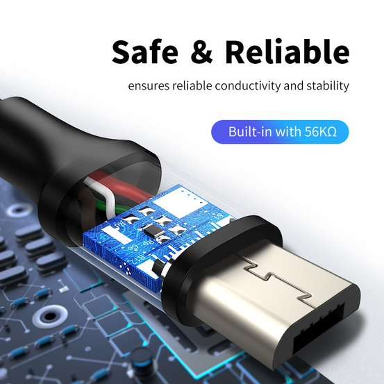 CableTime CA20H PVC USB-A 2.0 to Micro B 2.4A 1M Charge Cable