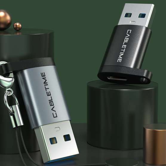 CableTime CP73B USB C Female To USB A Male Adapter - Black