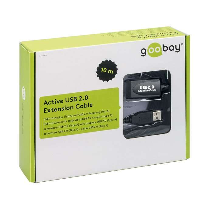 Goobay Active USB 2.0 Extension 10m Cable - Black