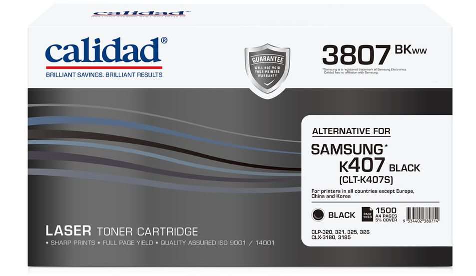 Calidad 3807-BKWW Black Toner alternative for SAMSUNG K407