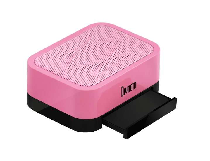 Divoom Portable Speaker, Rechargeable Battery, IPad, Iphone and other smartphones, 3W RMS, Pink