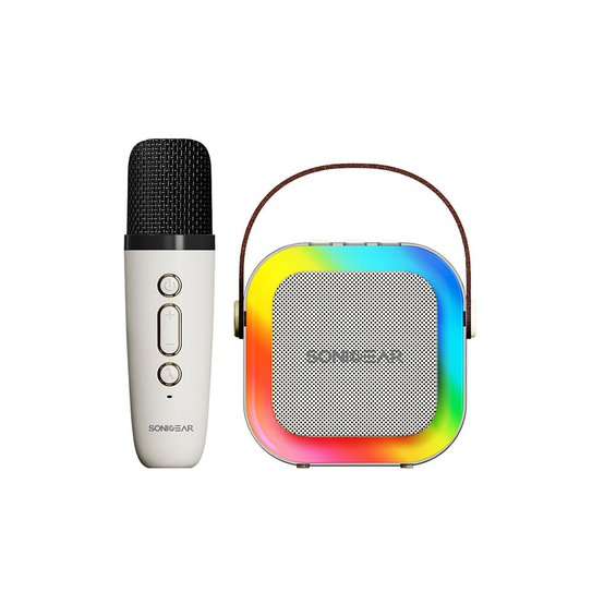 SonicGear iOX K200 Portable Bluetooth Speaker with Wireless Microphone - White