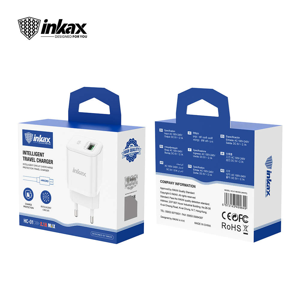 Inkax HC-01 5V2.1A Charger - Micro