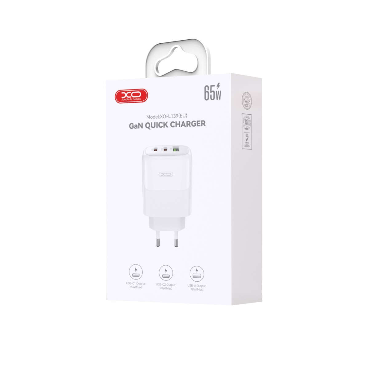 XO L139 2PD+USB GaN 65W Charger