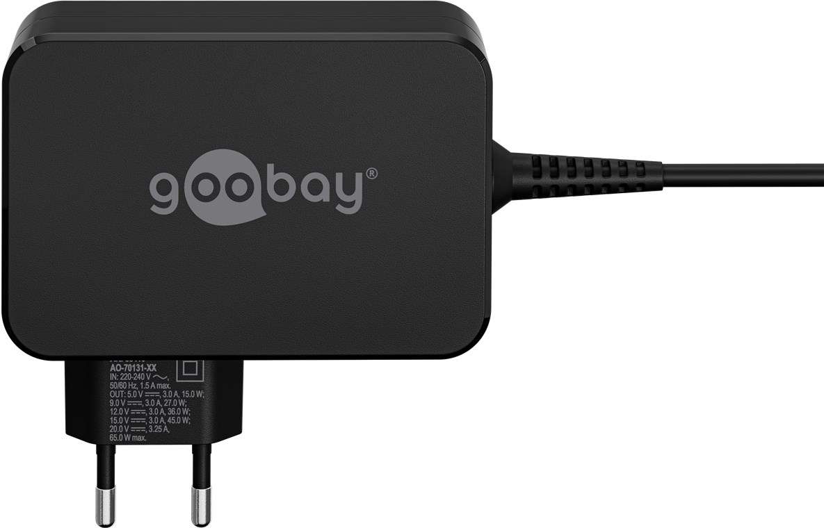 Goobay USB-C 65w Charger for Laptops - Black