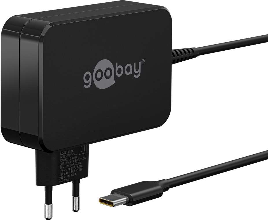 Goobay USB-C 65w Charger for Laptops - Black