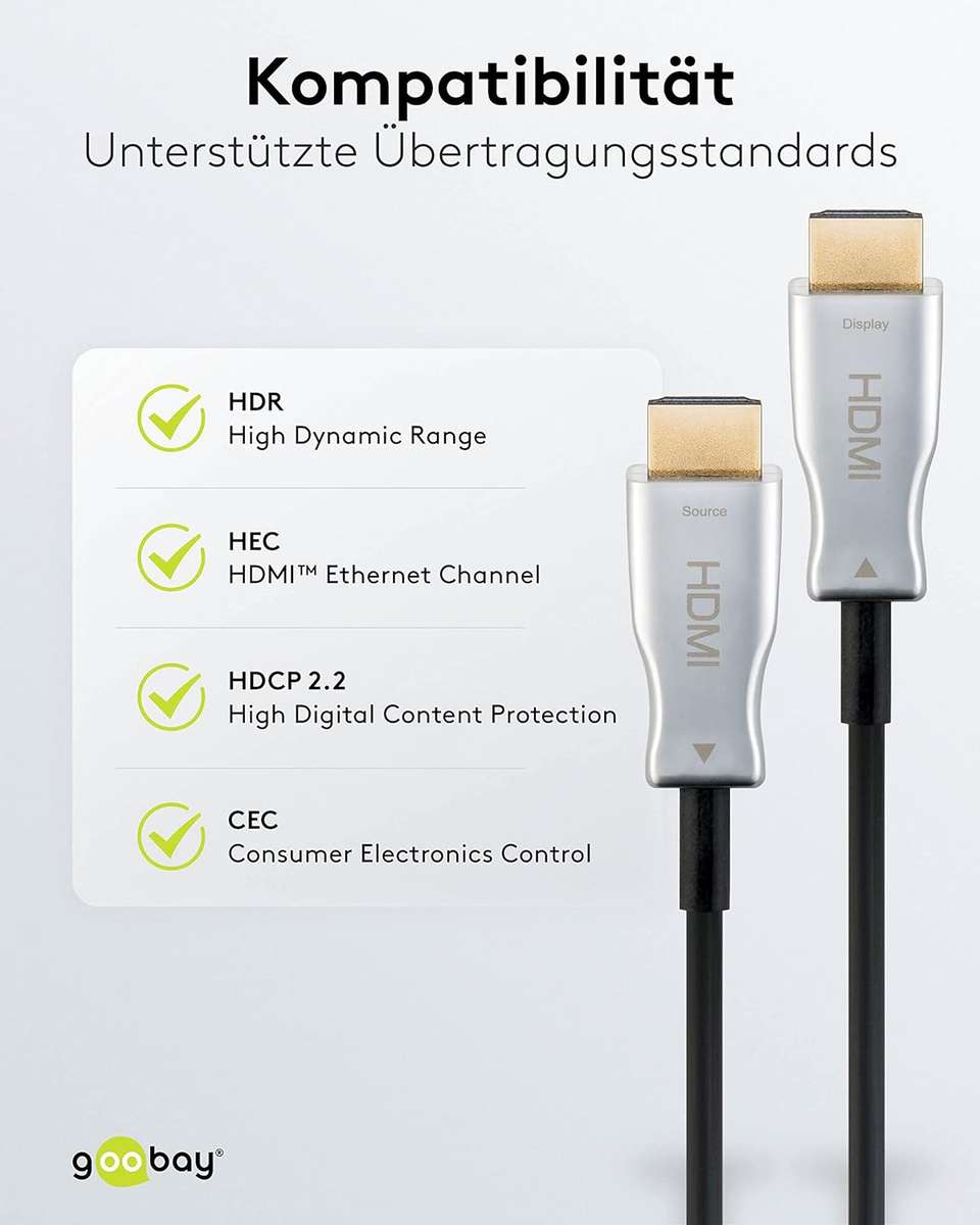 Goobay Optical Hybrid HDMI (AOC) 20m Cable with Ethernet (4K@60Hz)