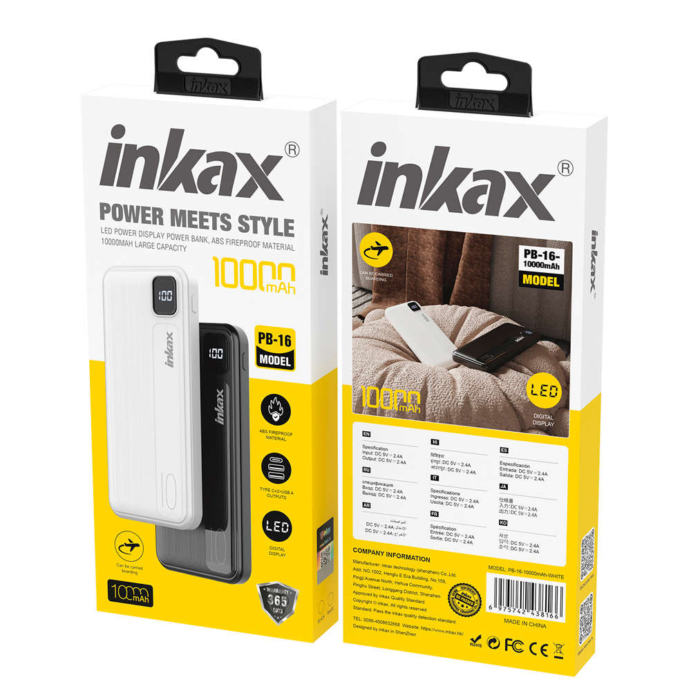 Inkax PB-16 10 000mAh (White) Power Bank