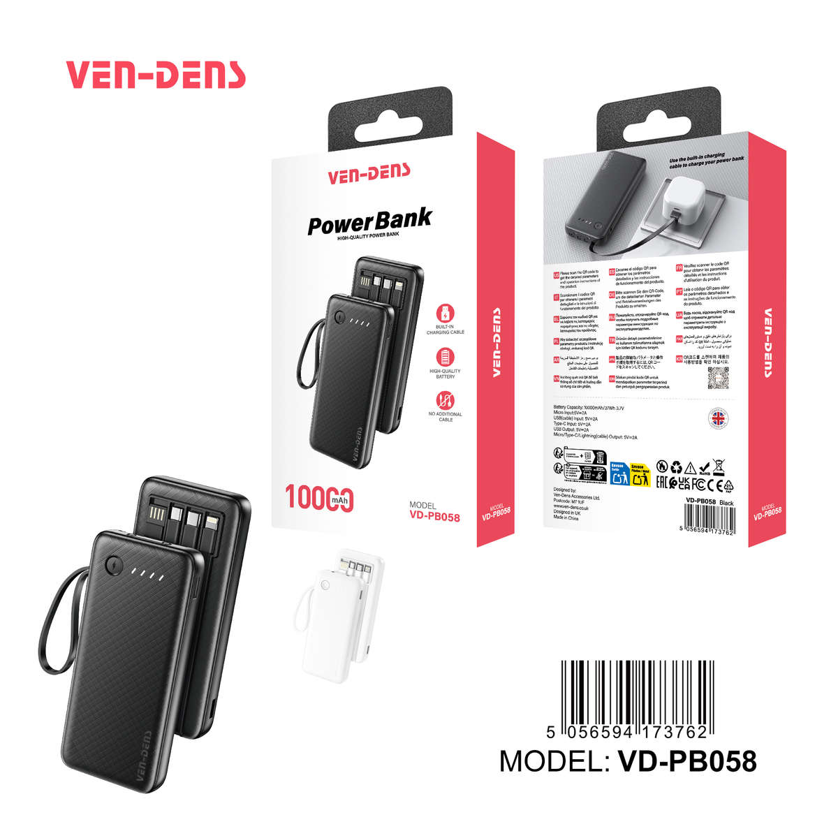 VEN-DENS VD-PB058 10000mAh Power Bank