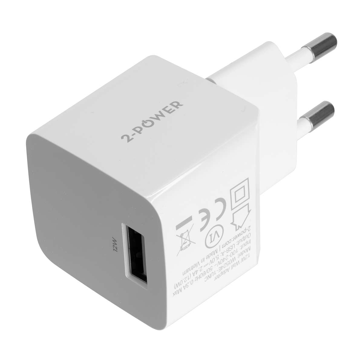 2PWC12W01-EU | 2-Power 12W USB Type-A Wall Charger