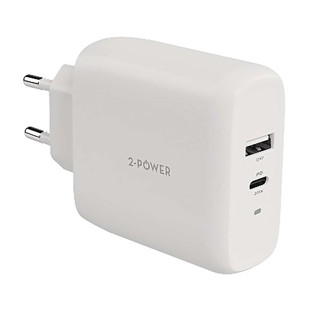 2PWC32W02-EU | 2-Power 32W with USB Type-C and Type-A Ports Wall Charger