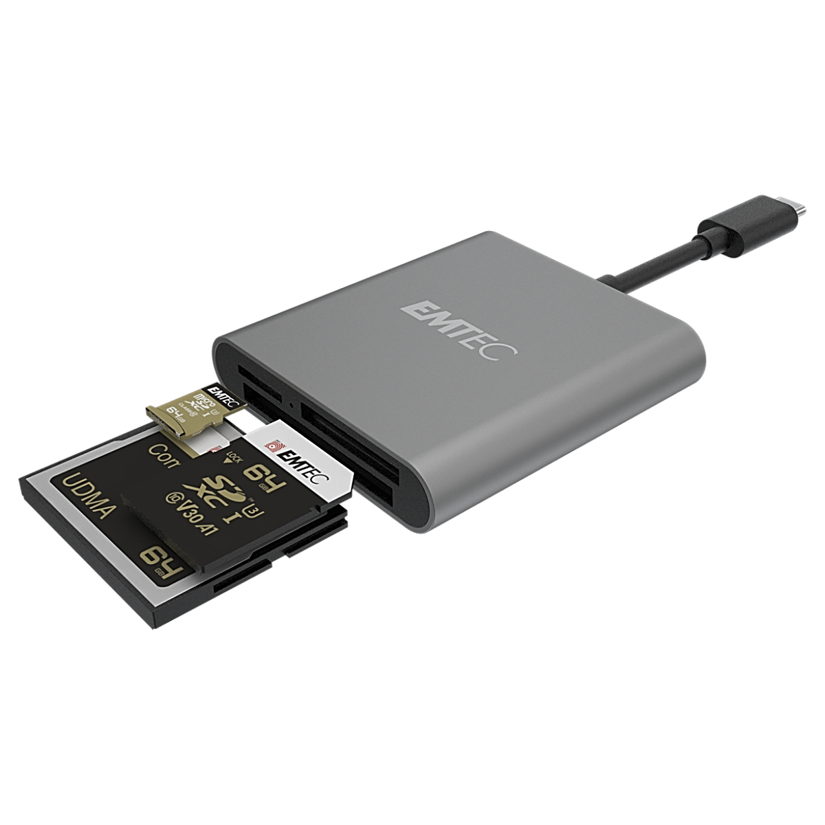 ECCAREADT610C | EMTEC Card Reader for SD, MicroSD and CF Cards