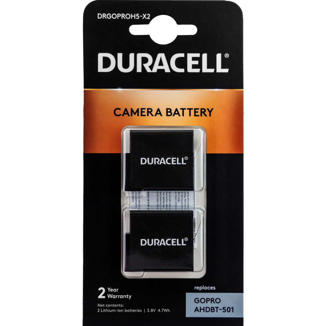 2 Pack GoPro Hero 5/6/7 or 8 Batteries by Duracel | DRGOPROH5-X2