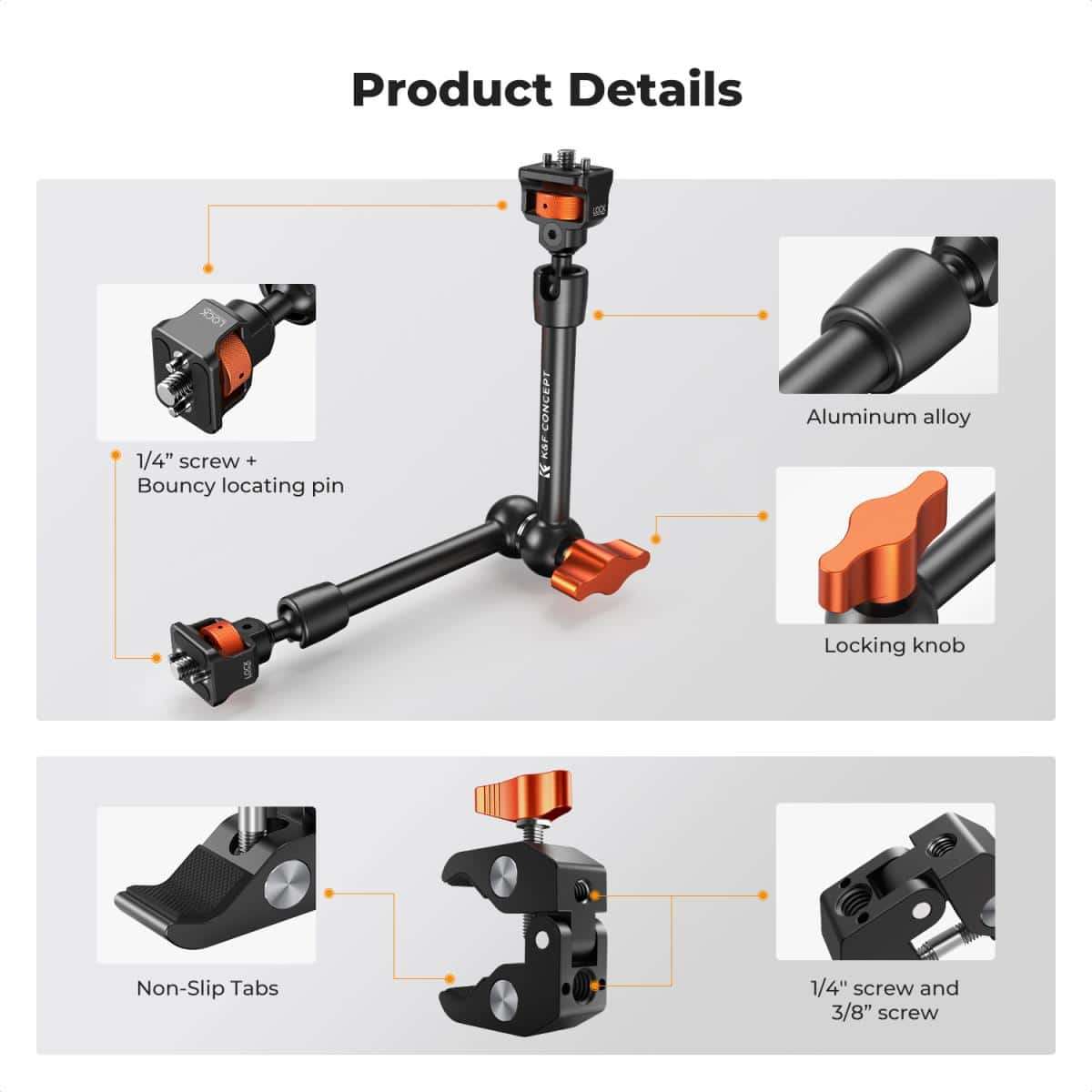 K&F Magic Arm 11 Inch with Mini Clamp | KF31.132