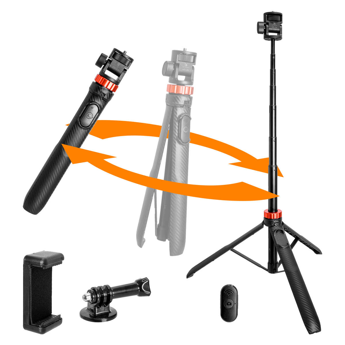 K&F 175cm Selfie Stick Tripod with Remote and Phone Mount | KF09.143