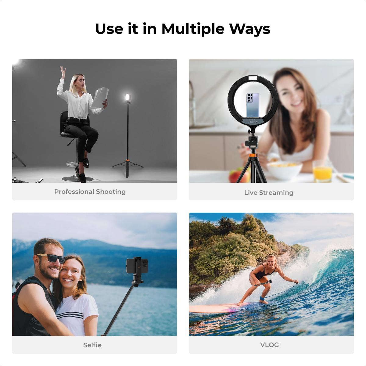 K&F 175cm Selfie Stick Tripod with Remote and Phone Mount | KF09.143