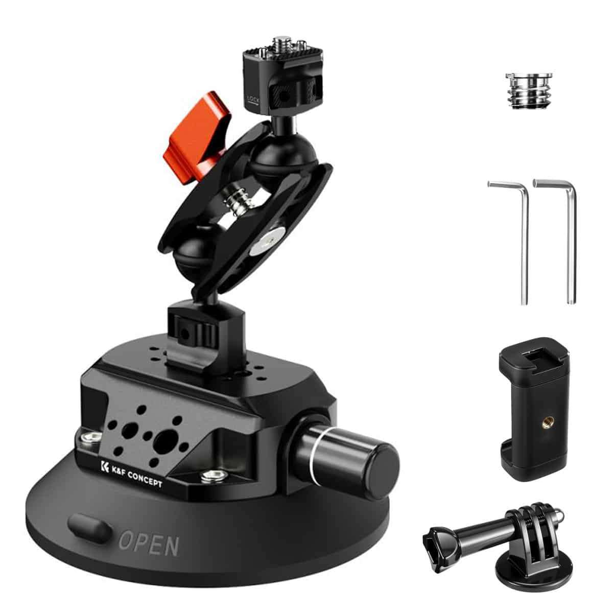 K&amp;F 4.5 Suction Mount with Magic Arm, Phone &amp; Action Cam Mount | KF31.100