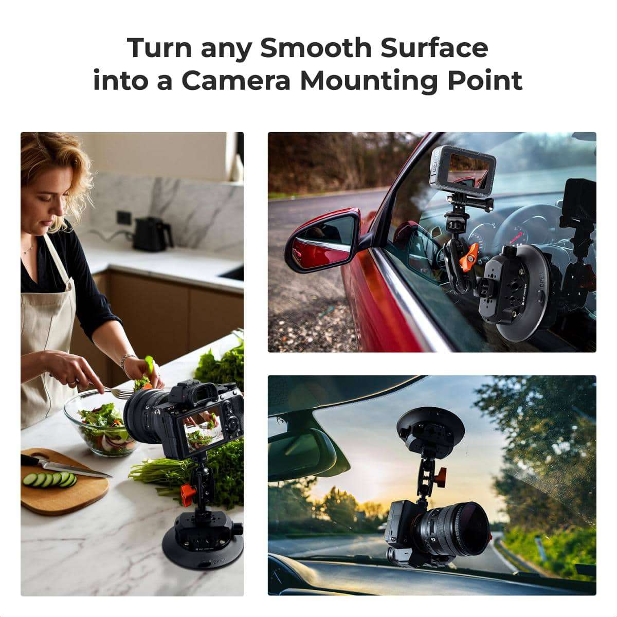 K&amp;F 4.5 Suction Mount with Magic Arm, Phone &amp; Action Cam Mount | KF31.100
