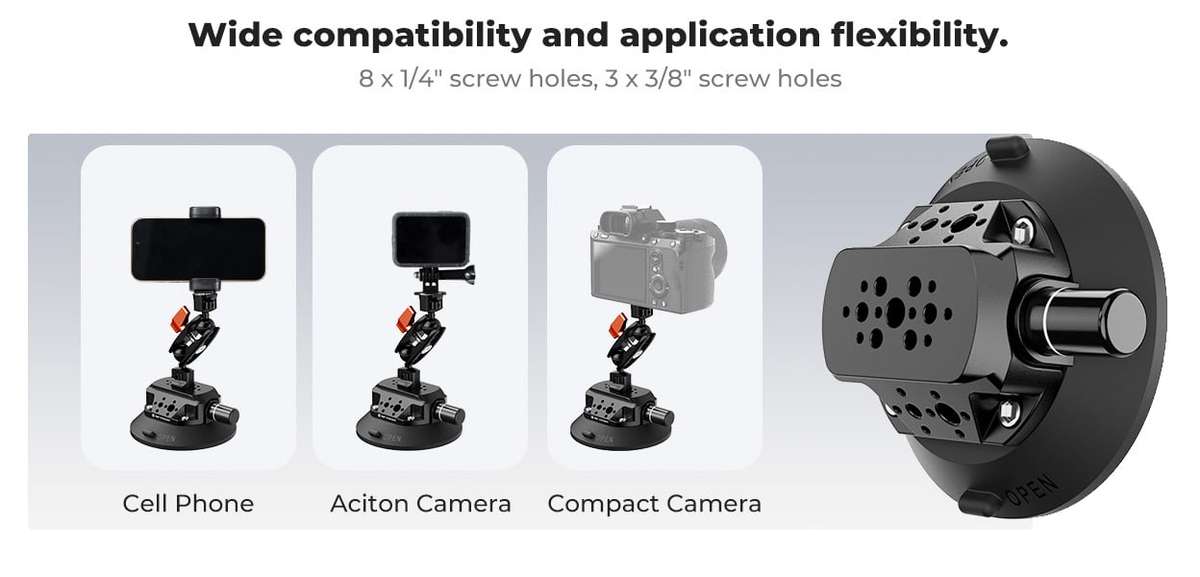 K&amp;F 4.5 Suction Mount with Magic Arm, Phone &amp; Action Cam Mount | KF31.100