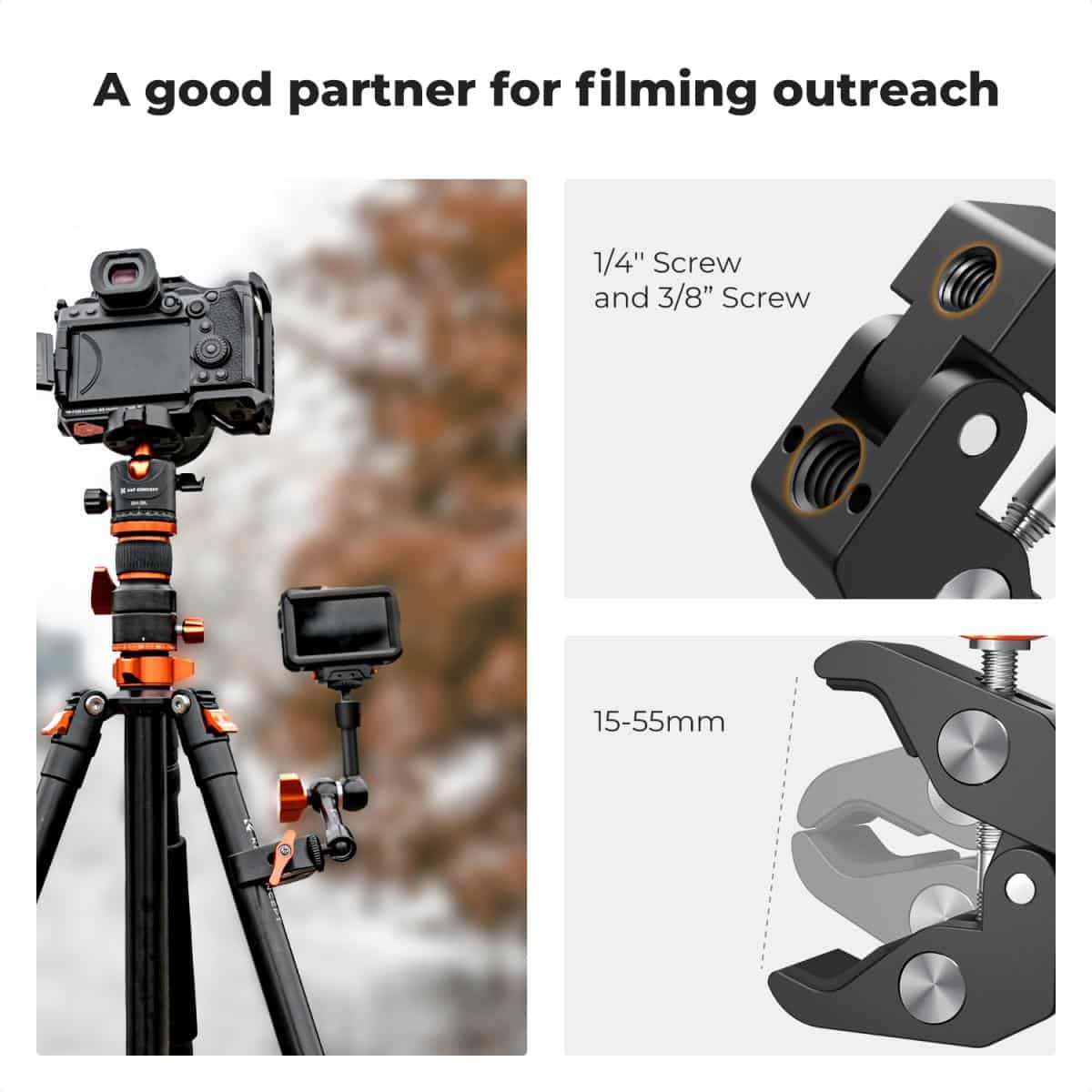 KF31.130 | K&F 6" (15cm) Magic Arm with Super Clamp
