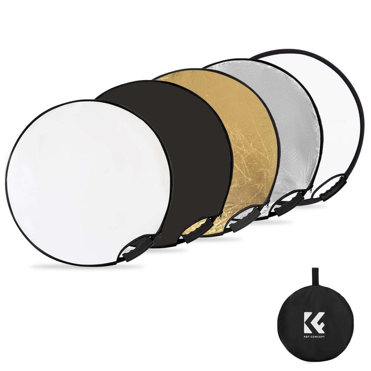 KF18.0004 | K&F 60cm 5-In-1 Collapsible Reflector Disc with a Handle
