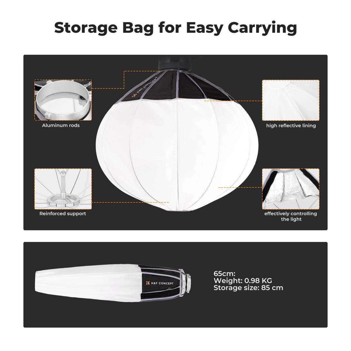 K&F 85cm Lantern Softbox with Bowens Mount and Quick Setup | KF18.0009V1