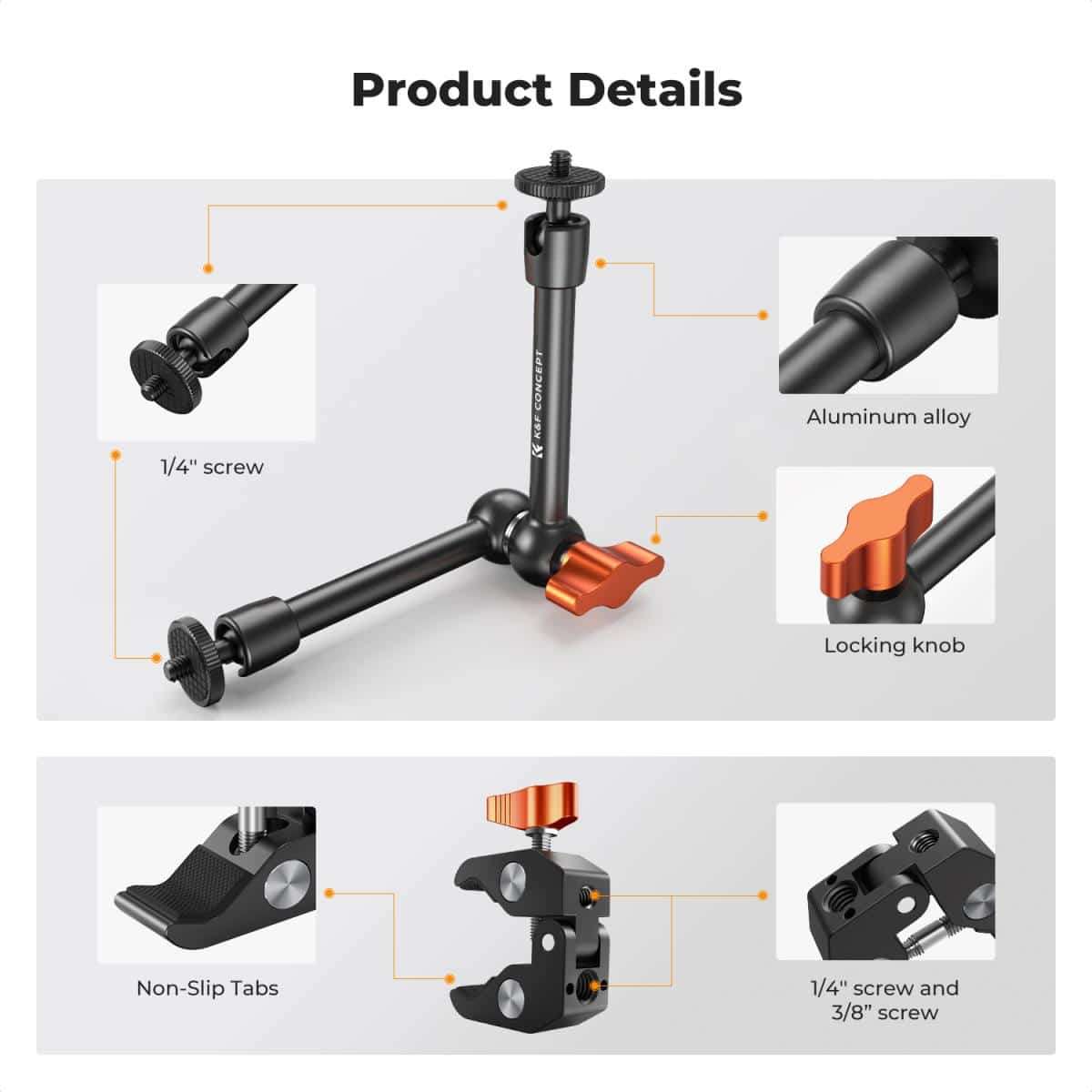 K&F Magic Arm 9.8 Inch with Mini Clamp | KF31.131