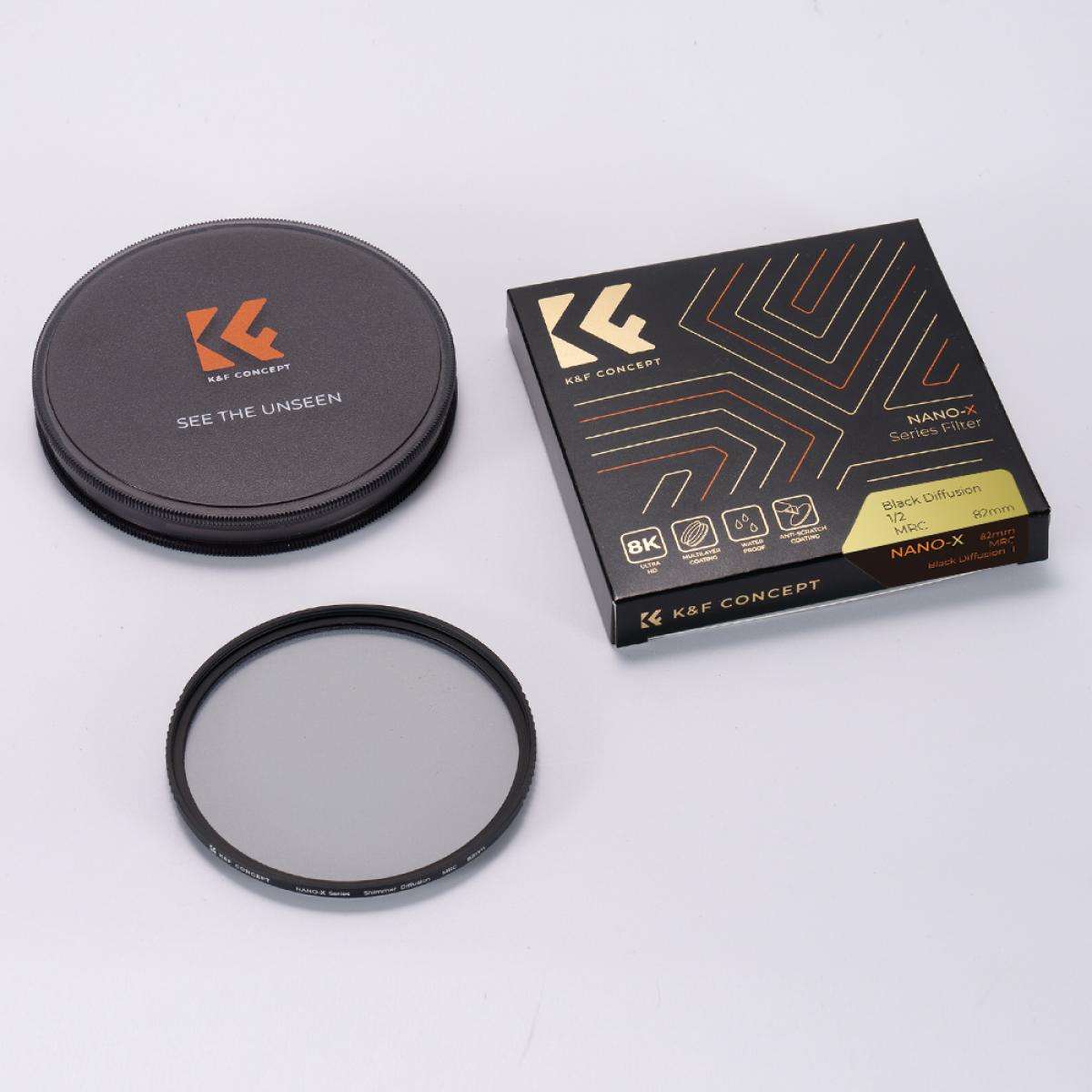KF01.1655 | K&F 77mm 1/2 Black Diffusion Filter Nano-X Series