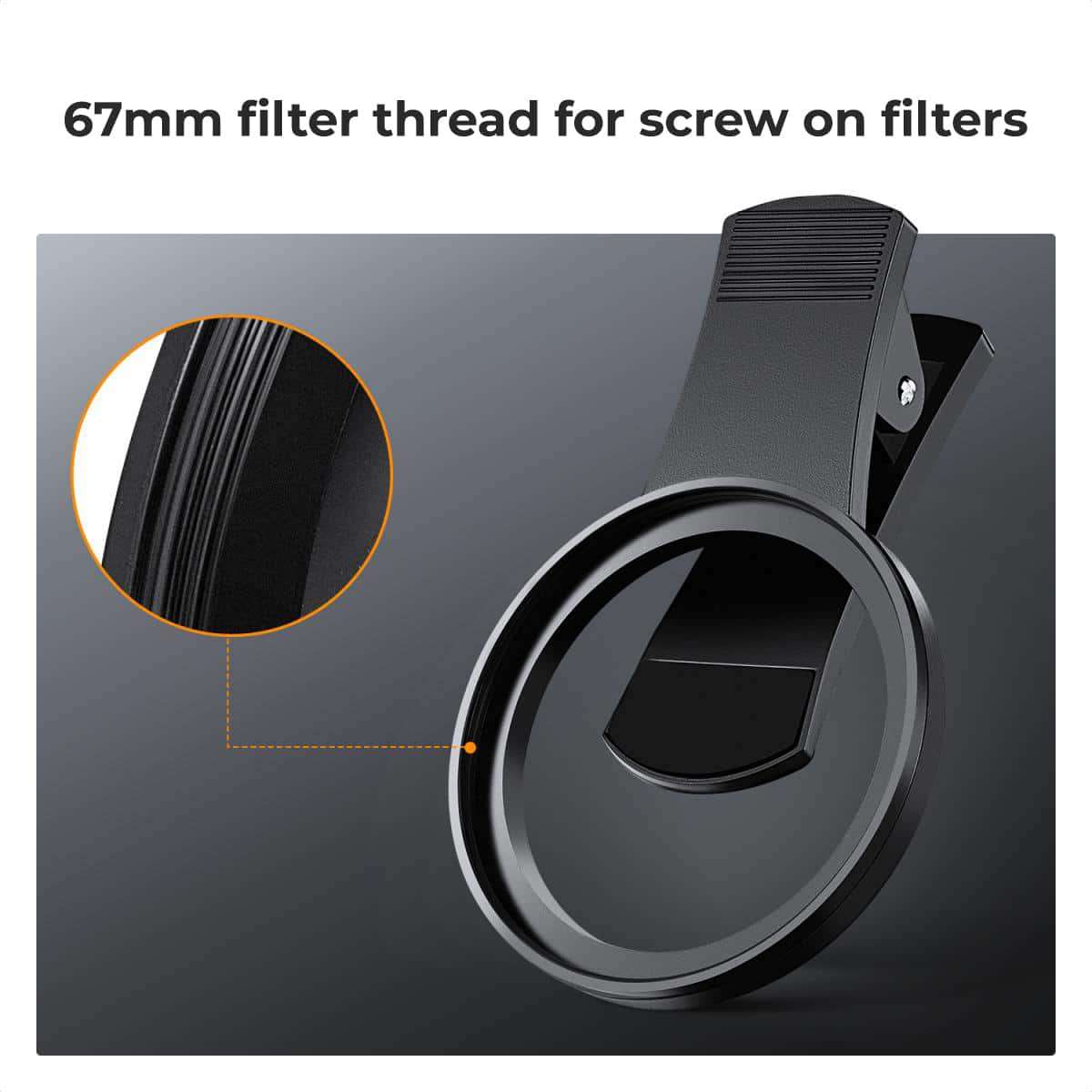 K&F Clip-On 67mm Circular Polariser Filter for Mobile Phones | KF01.2902V2