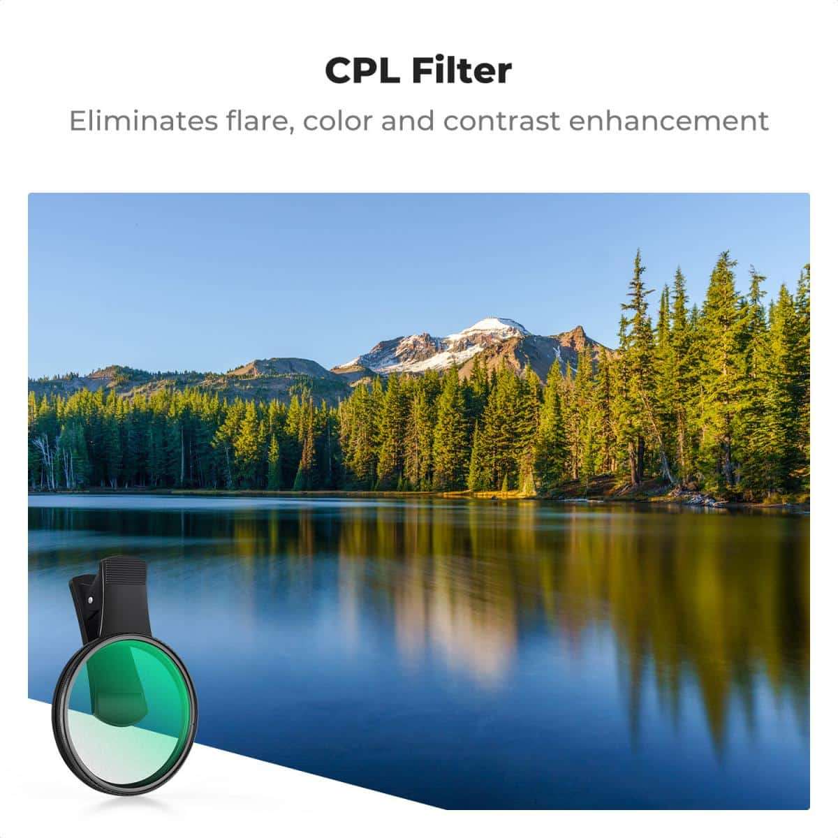 K&F Clip-On 67mm Circular Polariser Filter for Mobile Phones | KF01.2902V2