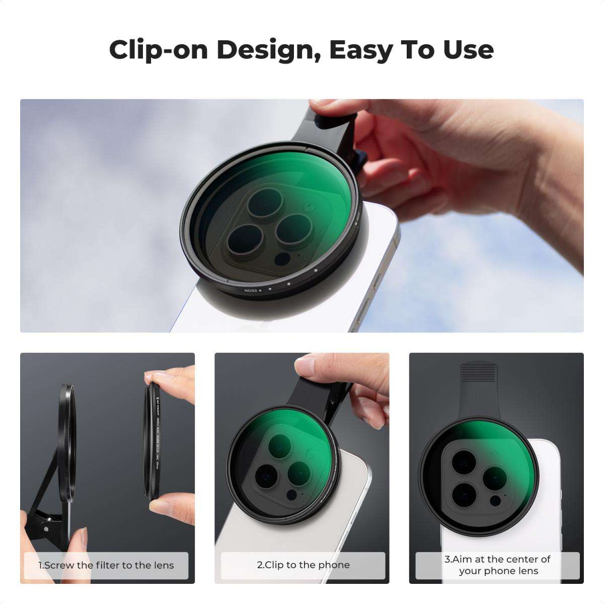 K&F Clip-On 67mm Variable ND232 Filter for Mobile Phones | KF01.2901V2