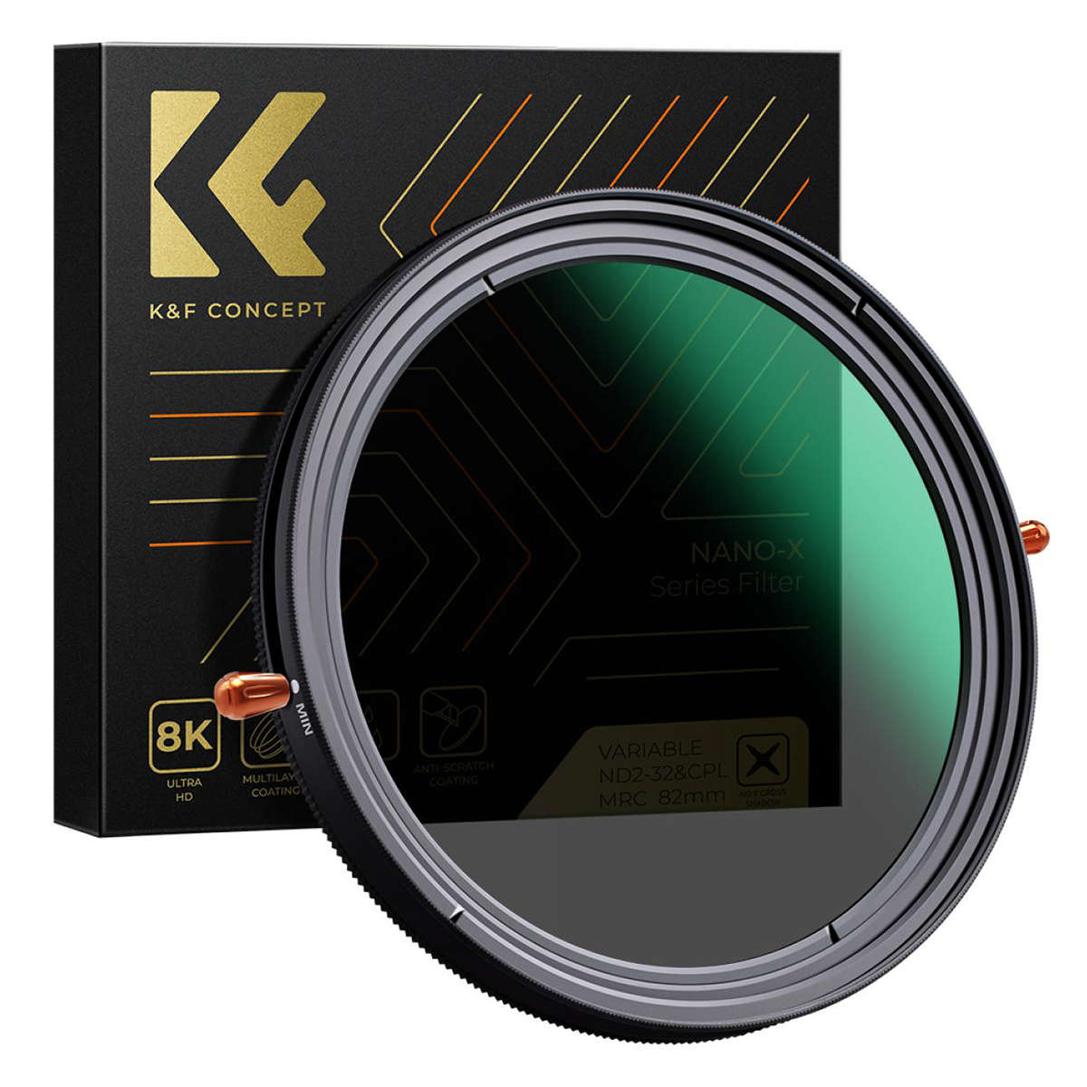 KF01.1323V1 | K&F 62mm 2-in-1 CPL and Variable ND 2-32 Filter Nano-X Series
